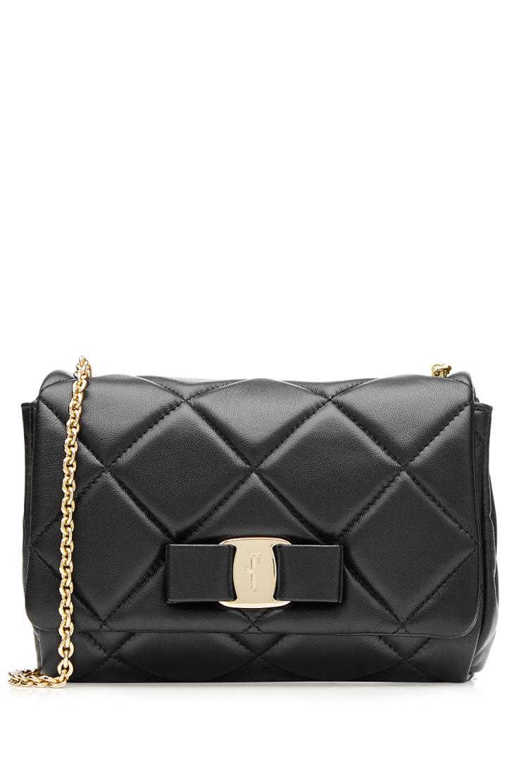 Salvatore Ferragamo Salvatore Ferragamo Small Gelly Quilted Leather Shoulder Bag - Black