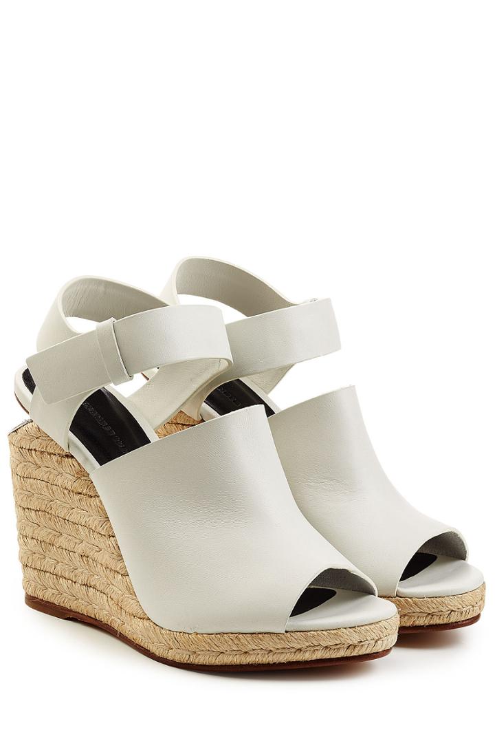 Alexander Wang Alexander Wang Leather Sandals With Raffia Wedges