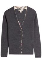 Burberry Brit Burberry Brit Wool Cardigan With Checked Trim