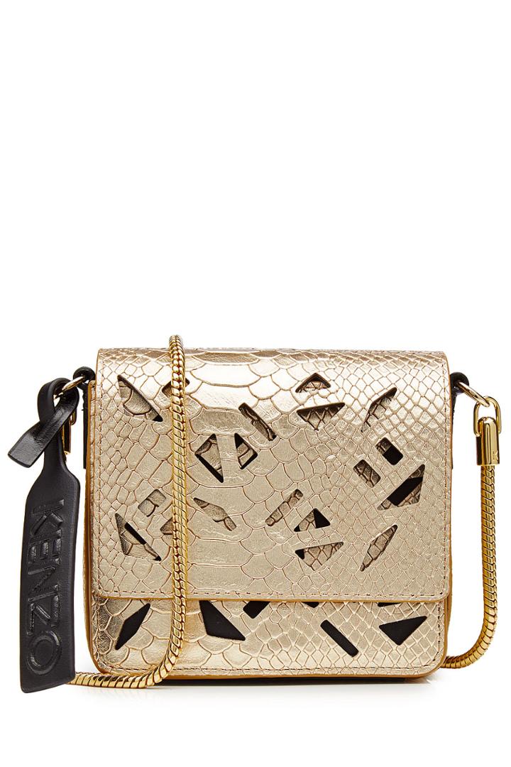 Kenzo Kenzo Metallic Leather Shoulder Bag - Gold