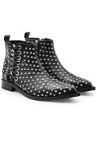 Alexander Mcqueen Alexander Mcqueen Embellished Leather Ankle Boots With Lace-up Side