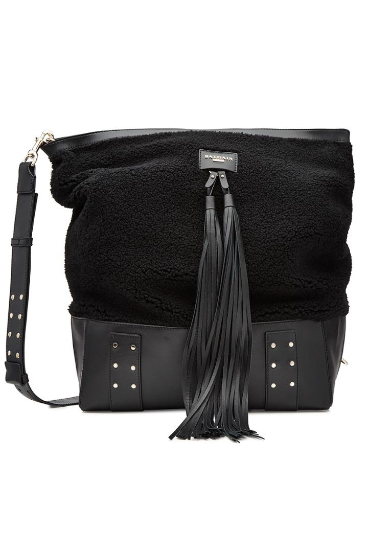 Balmain Balmain Leather Tote With Shearling