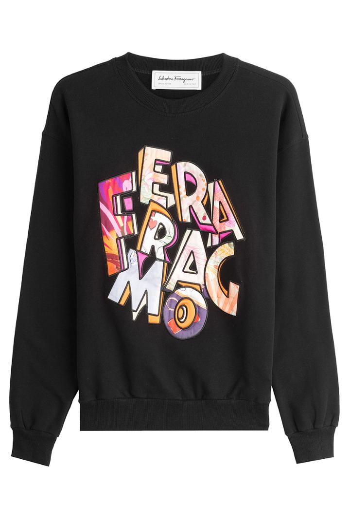 Salvatore Ferragamo Salvatore Ferragamo Printed Cotton Sweatshirt - Black