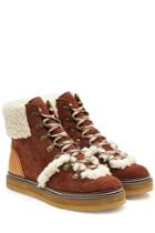 See By Chloé See By Chloé Suede And Shearling Ankle Boots