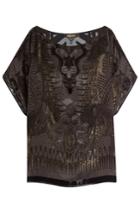 Roberto Cavalli Roberto Cavalli Top With Metallic Thread And Velvet - Brown