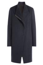 Brunello Cucinelli Brunello Cucinelli Wool Coat With Bead Embellished Trim - Blue