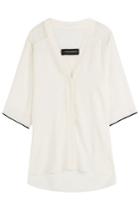 By Malene Birger By Malene Birger Silk Blouse With Sheer Shoulder Panels - White
