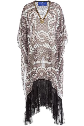 Elena Makri Elena Makri Embellished Print Tunic With Fringe - Brown