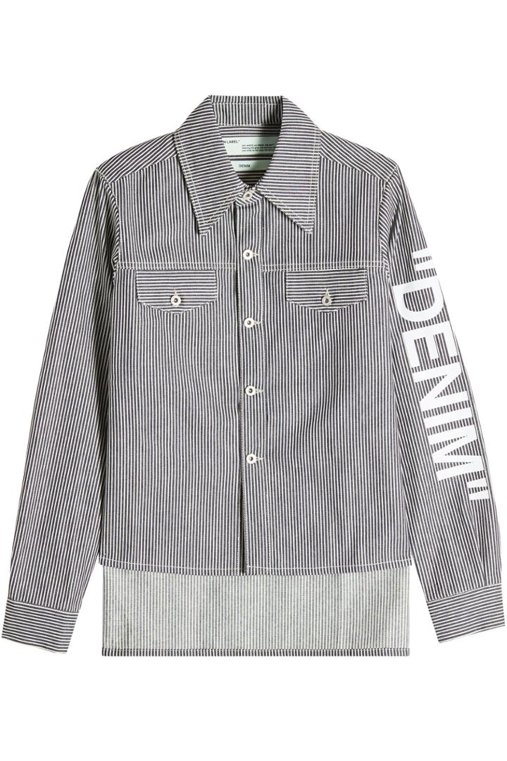 Off-white Off-white High-low Striped Cotton Shirt