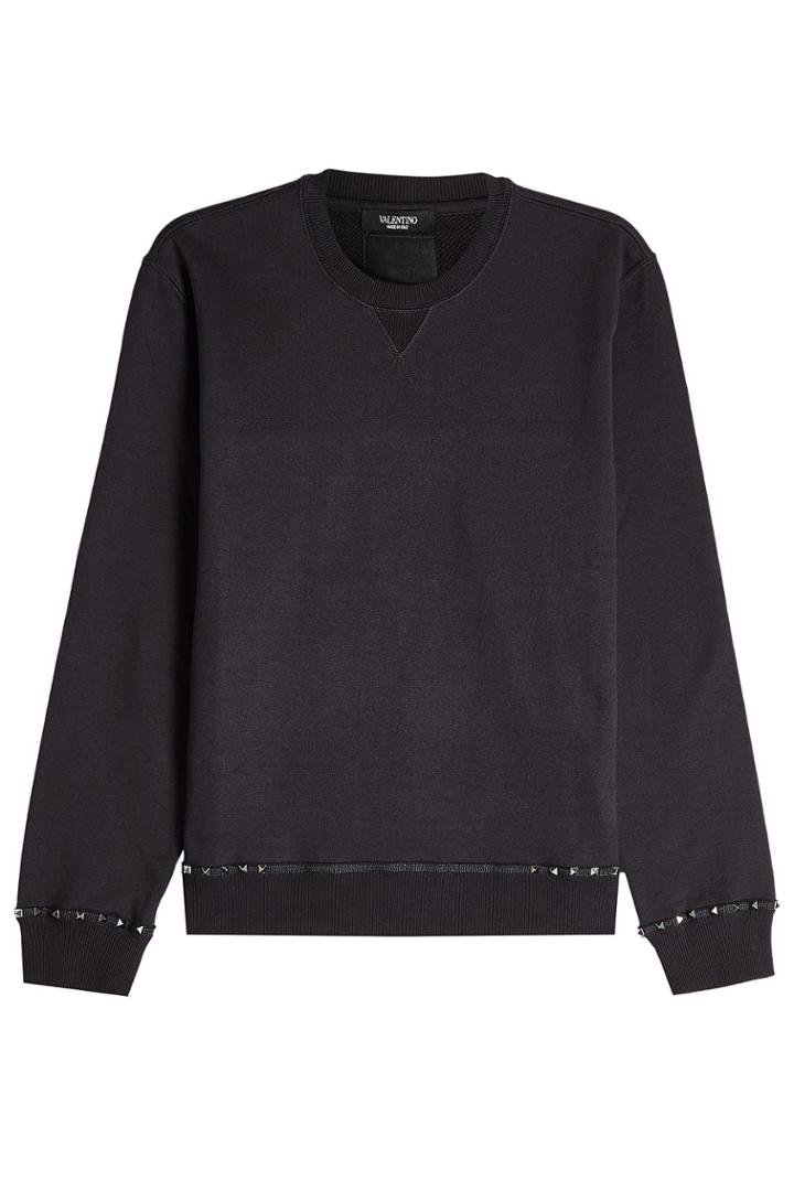 Valentino Valentino Rockstud Cotton Sweatshirt - Black
