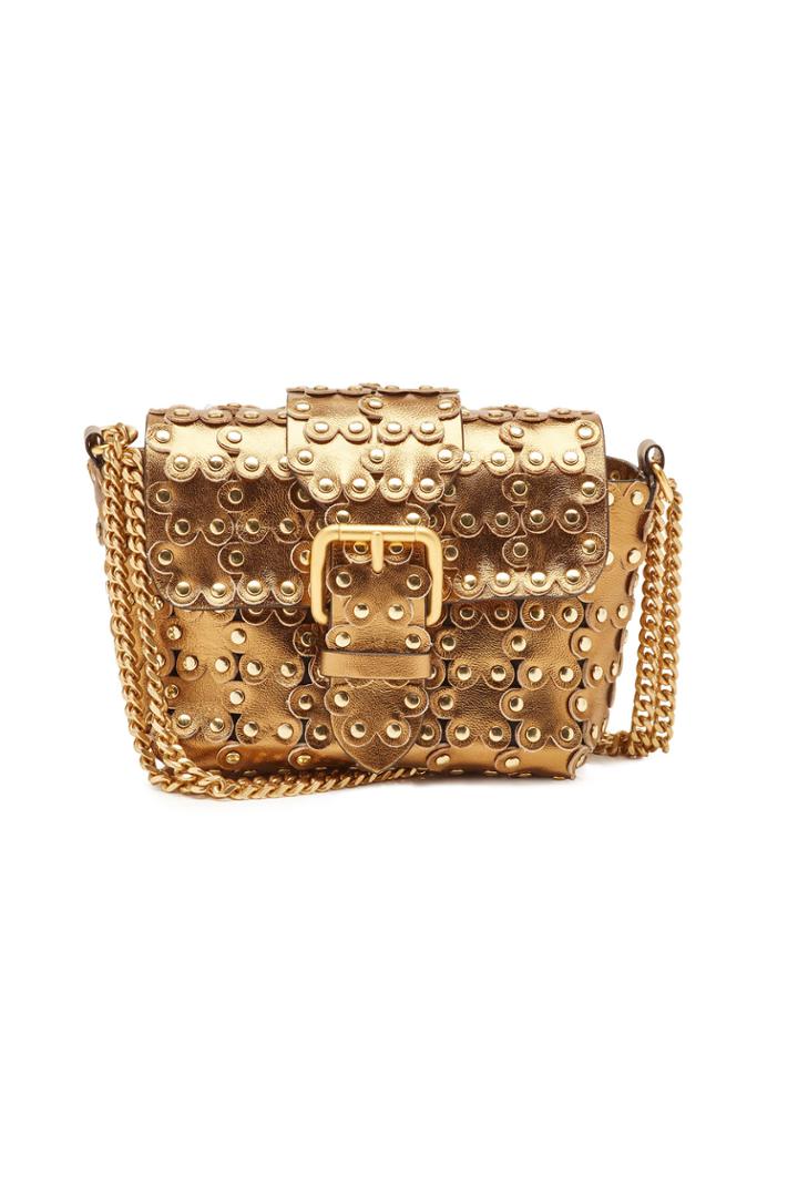 Red V Red (v) Metallic Leather Crossbody Bag