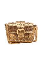 Red V Red (v) Metallic Leather Crossbody Bag