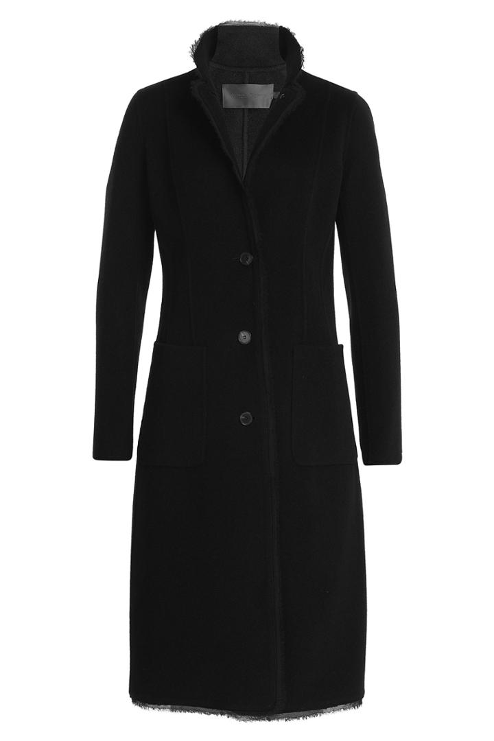 Donna Karan New York Donna Karan New York Cashmere Coat With Silk Chiffon Hem - Black