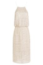 Diane Von Furstenberg Diane Von Furstenberg Embellished Silk Dress - Beige
