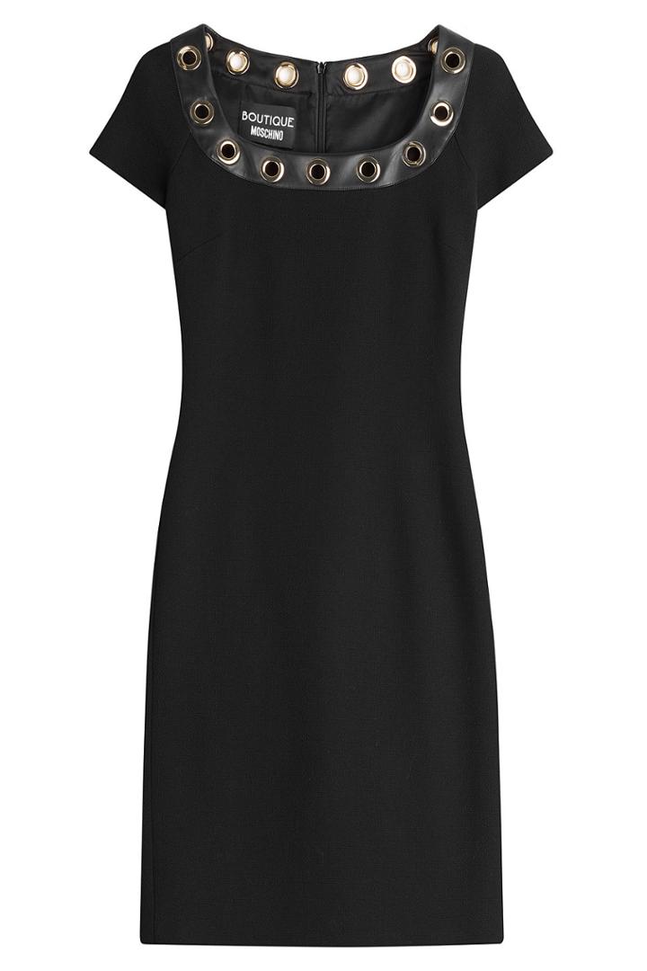 Boutique Moschino Boutique Moschino Cocktail Dress With Faux Leather Neckline