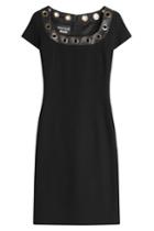 Boutique Moschino Boutique Moschino Cocktail Dress With Faux Leather Neckline