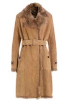 Burberry London Burberry London Suede Coat With Fur Collar - Camel
