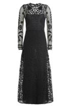 R.e.d. Valentino R.e.d. Valentino Floor Length Dress With Embroidered Overlay - Blue