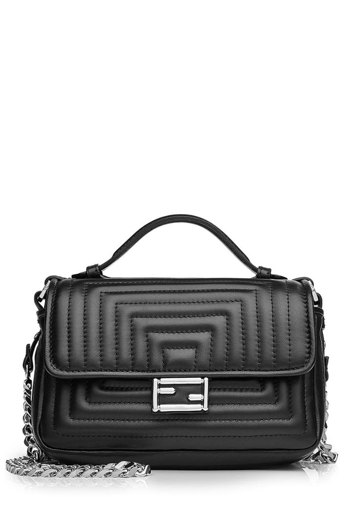 Fendi Fendi Leather Double Flap Baguette Shoulder Bag