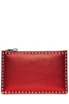 Valentino Valentino Large Leather Rockstud Clutch - Red