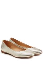 Chloé Chloé Scalloped Leather Ballerinas - Silver