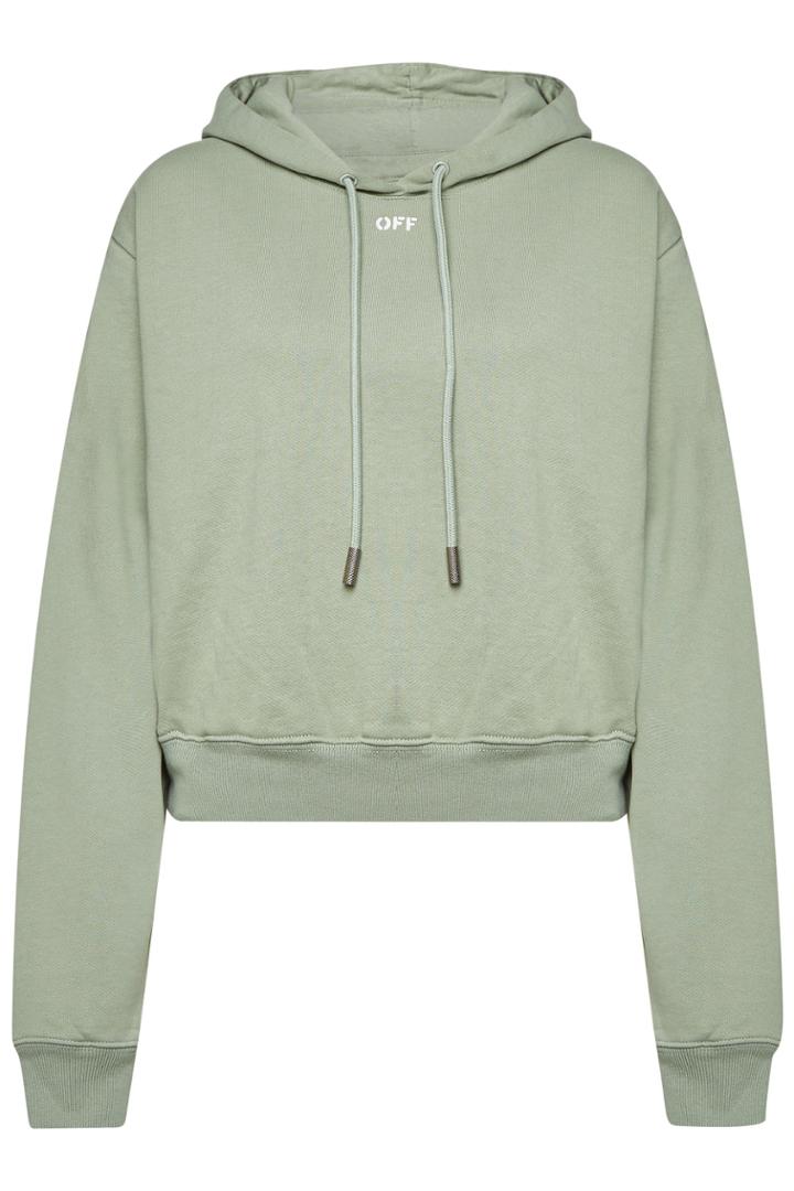 Off-white Off-white Logo Cropped Cotton Hoody