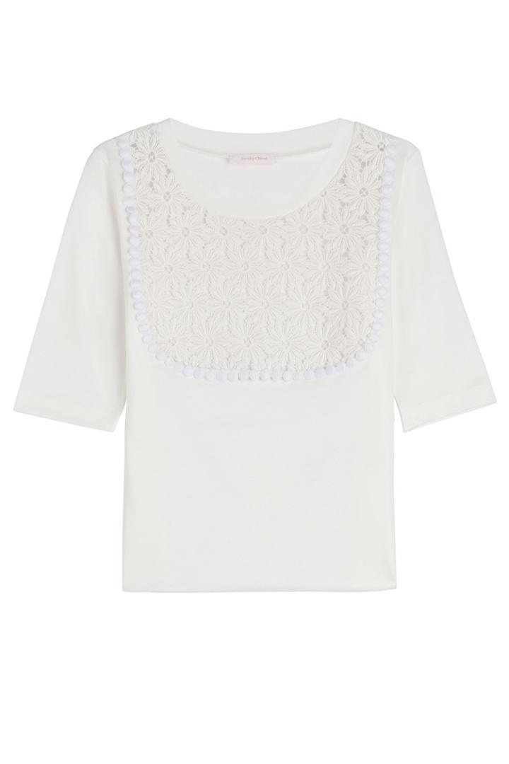 See By Chloé See By Chloé Cotton Top With Crochet Bib - White