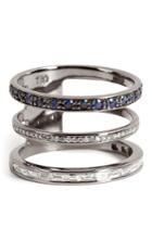 Nikos Koulis Nikos Koulis 18kt Blackened Gold Ring With Sapphires And White Diamonds