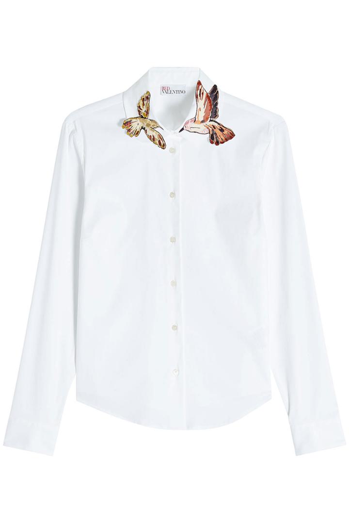R.e.d. Valentino R.e.d. Valentino Cotton-blend Shirt With Appliqué Collar