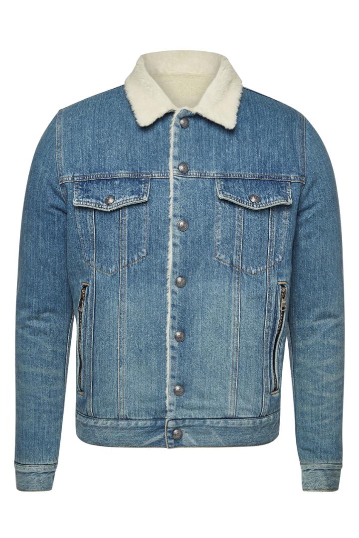 Balmain Balmain Denim Jacket With Wool Shearling Collar