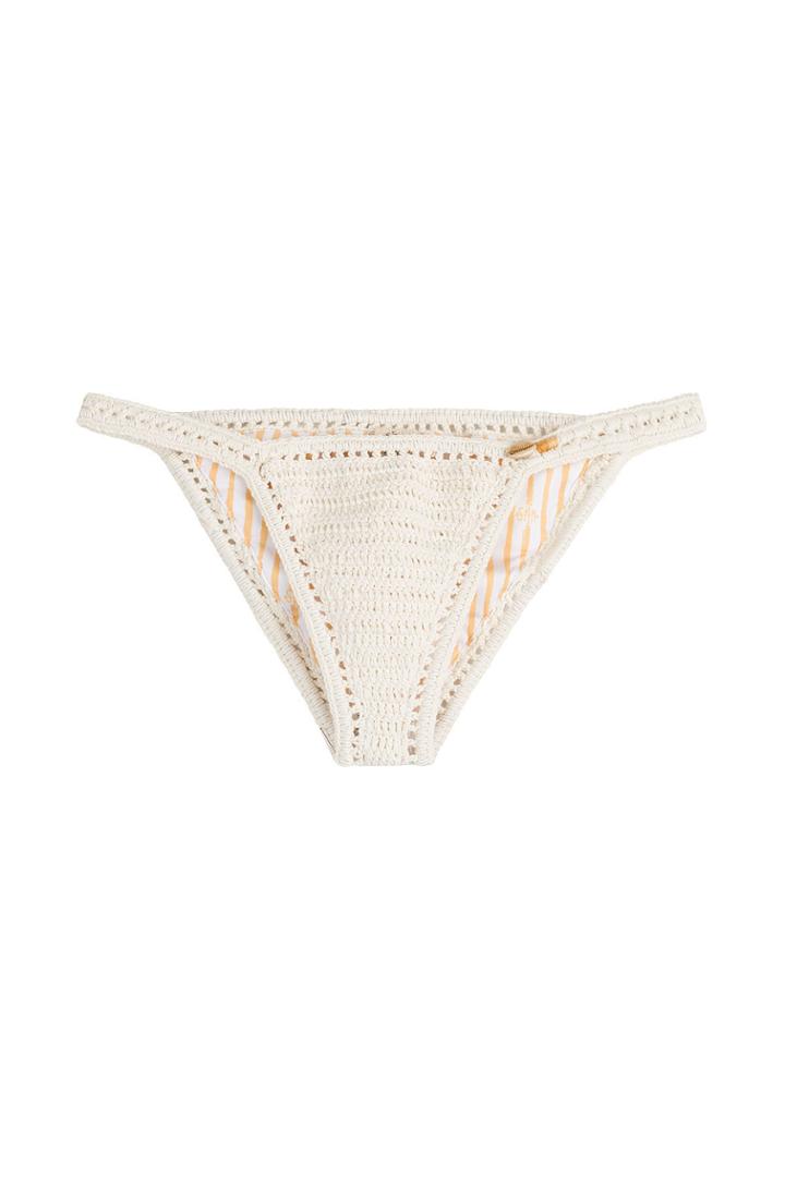 She Made Me She Made Me Crochet Knit Bikini Bottoms - Beige
