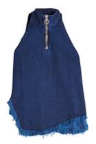 Marques Almeida Marques Almeida Frayed Denim Sleeveless Top With Zipper