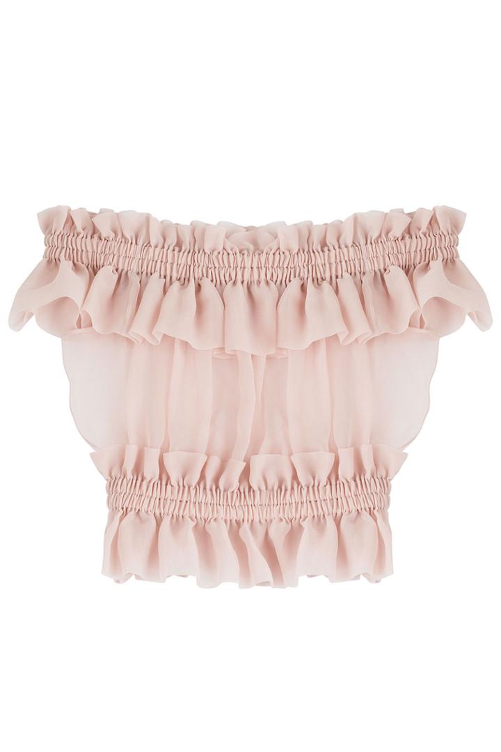 Alexander Mcqueen Alexander Mcqueen Silk Chiffon Bardot Top - Rose