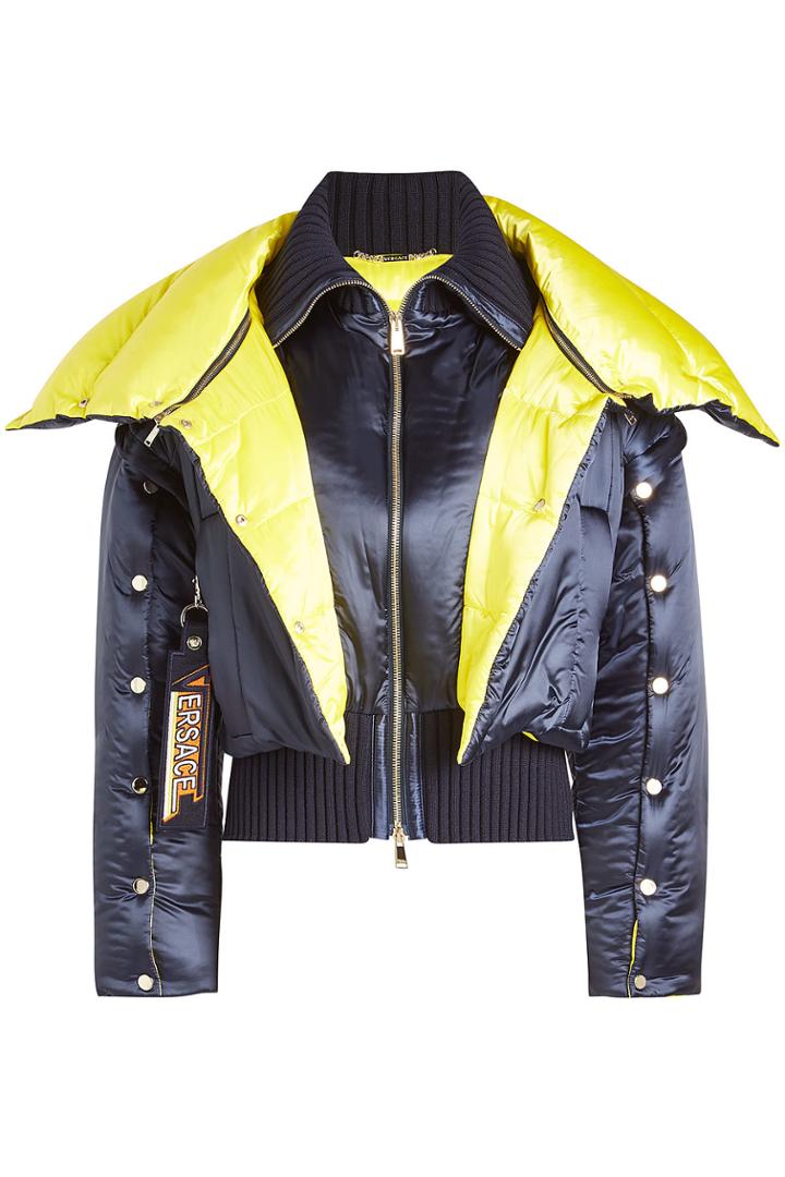 Versace Versace Satin Down Jacket With Wool Details
