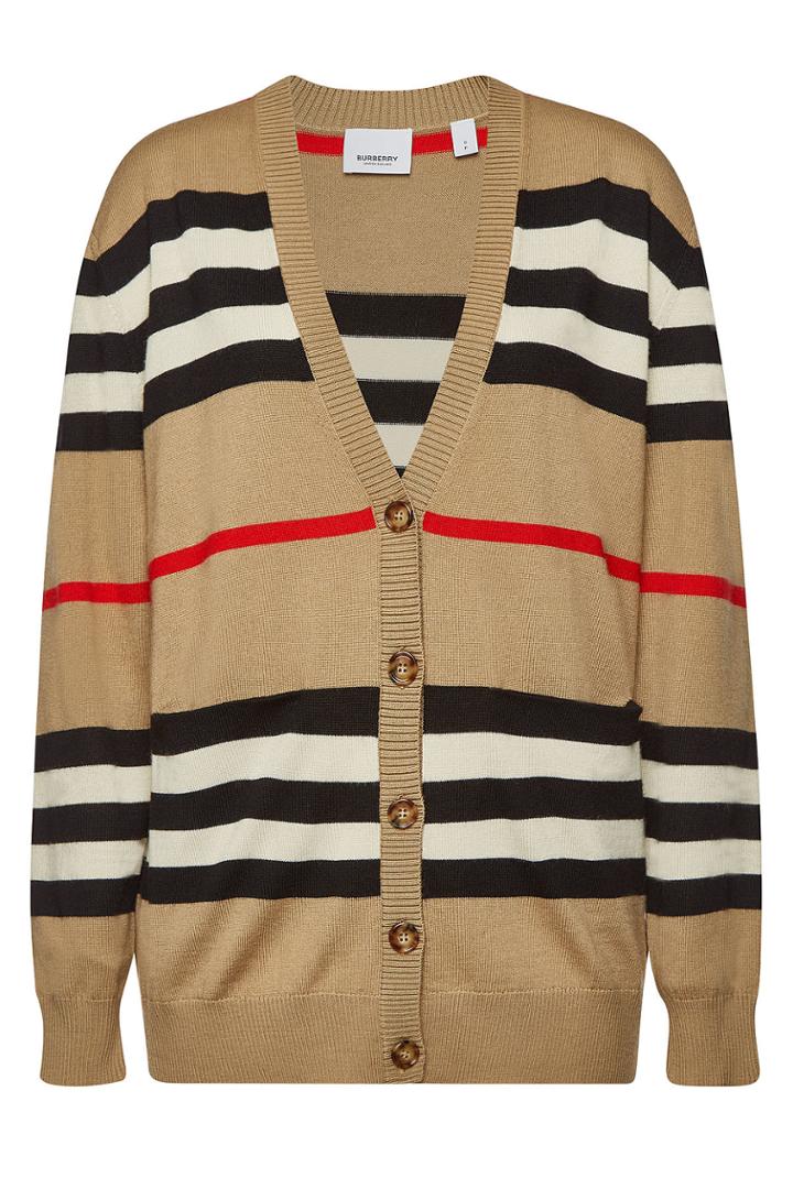Burberry Burberry Scioto Striped Merino Wool Cardigan