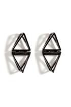 Lynn Ban Lynn Ban Black Rhodium Silver Double Triangle Earrings