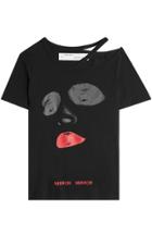 Off White Off White Printed T-shirt With Cut-out Shoulder