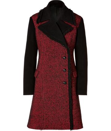 Mcq Alexander Mcqueen Tweed Finged Coat In Red/black