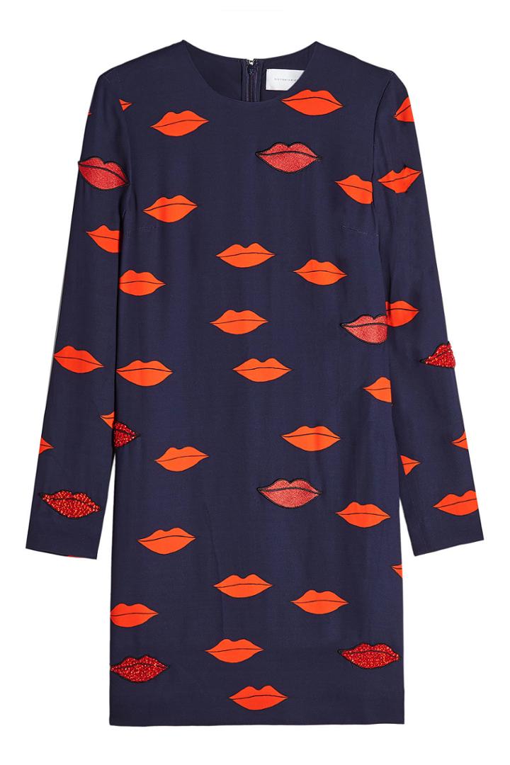 Victoria, Victoria Beckham Victoria, Victoria Beckham Embellished Print Dress