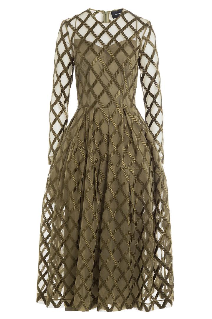 Simone Rocha Simone Rocha Embroidered Tulle Midi Dress - Green