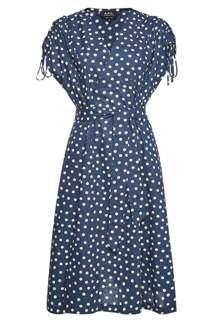 A.p.c. A.p.c. Cotton-linen Clare Polka Dot Dress