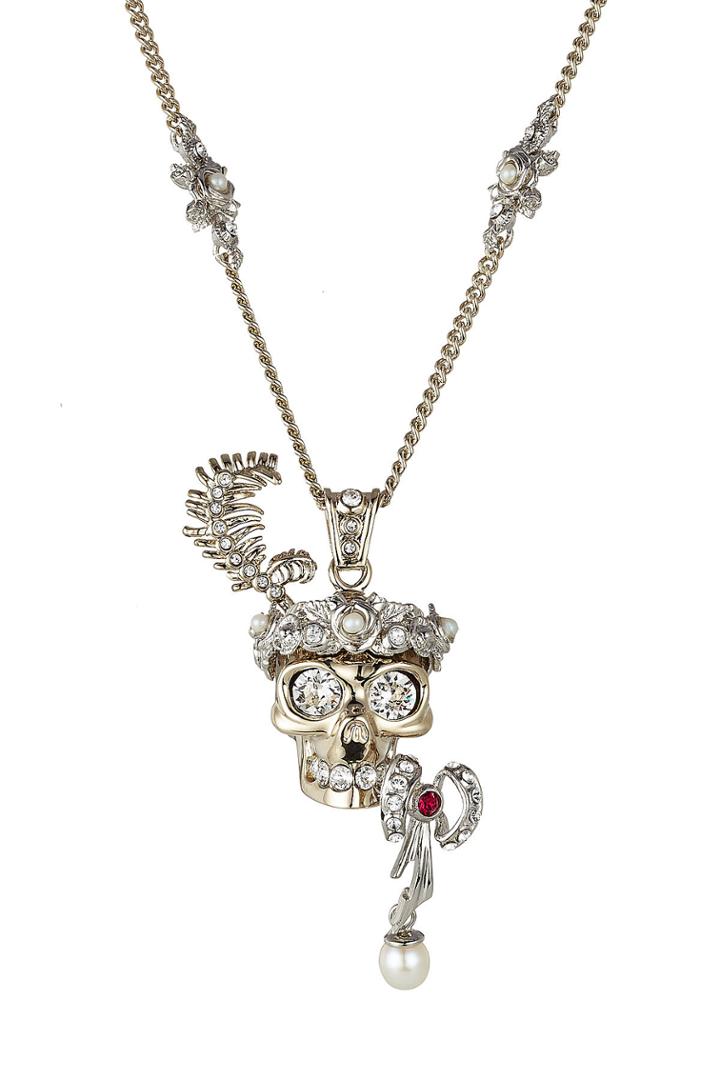 Alexander Mcqueen Alexander Mcqueen Embellished Skull Necklace - Gold