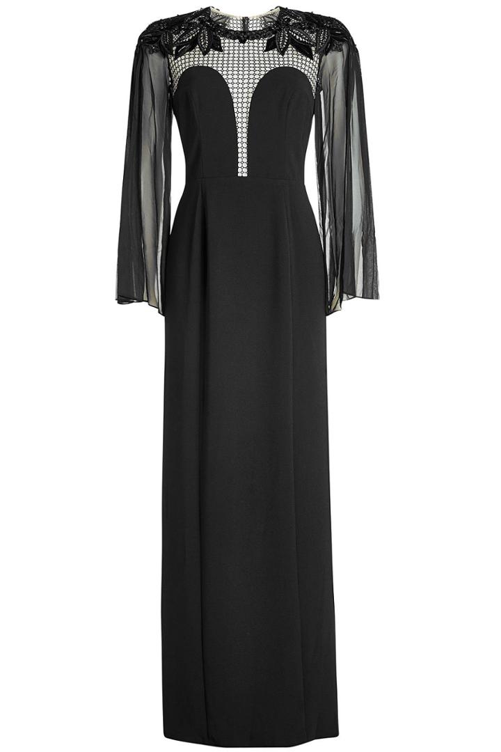 Jenny Packham Jenny Packham Crepe Gown With Lace