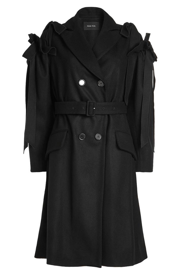 Simone Rocha Simone Rocha Virgin Wool Coat With Ruffle Bow Sleeves
