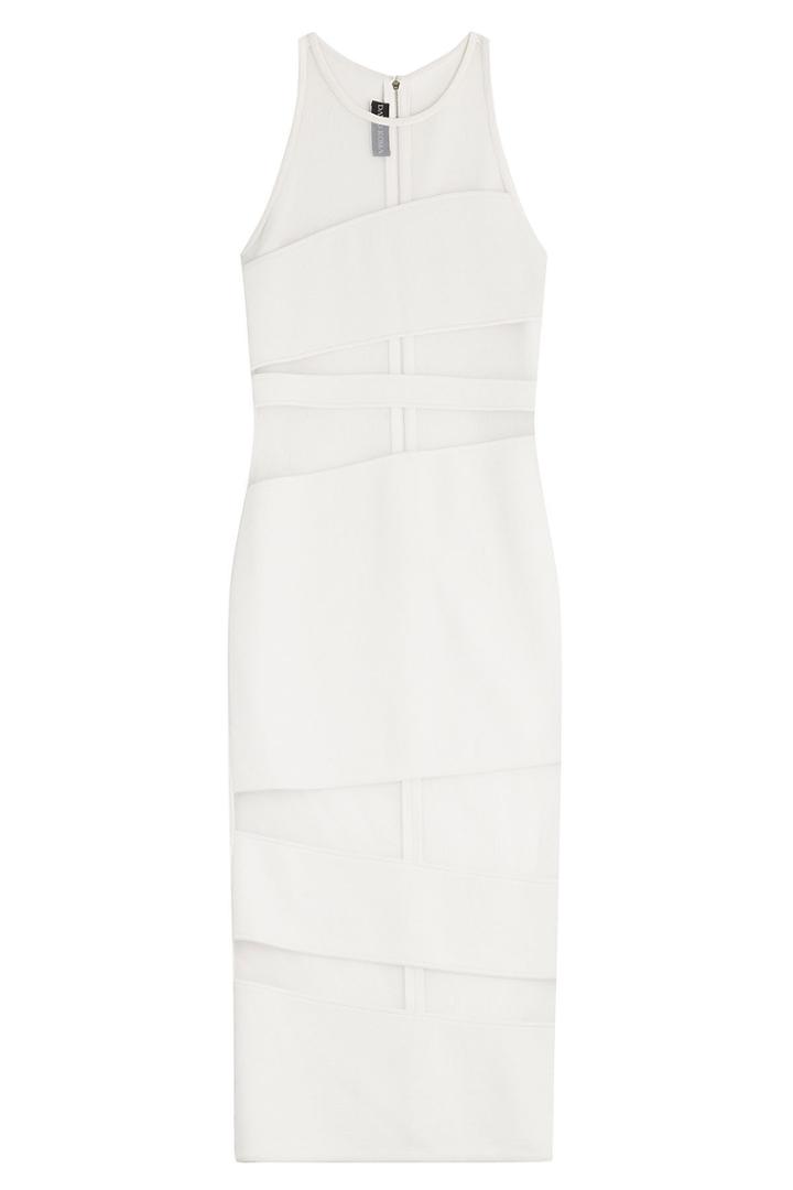 David Koma David Koma Midi Dress With Sheer Inserts - White