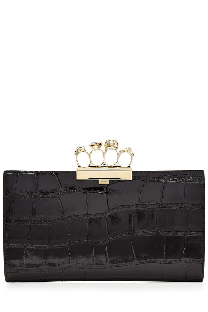 Alexander Mcqueen Alexander Mcqueen Embossed Leather Brass Knuckle Clutch