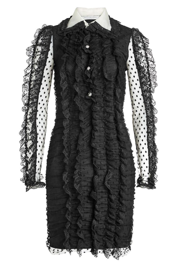 Philosophy Di Lorenzo Serafini Philosophy Di Lorenzo Serafini Ruffled Lace Dress With Collar