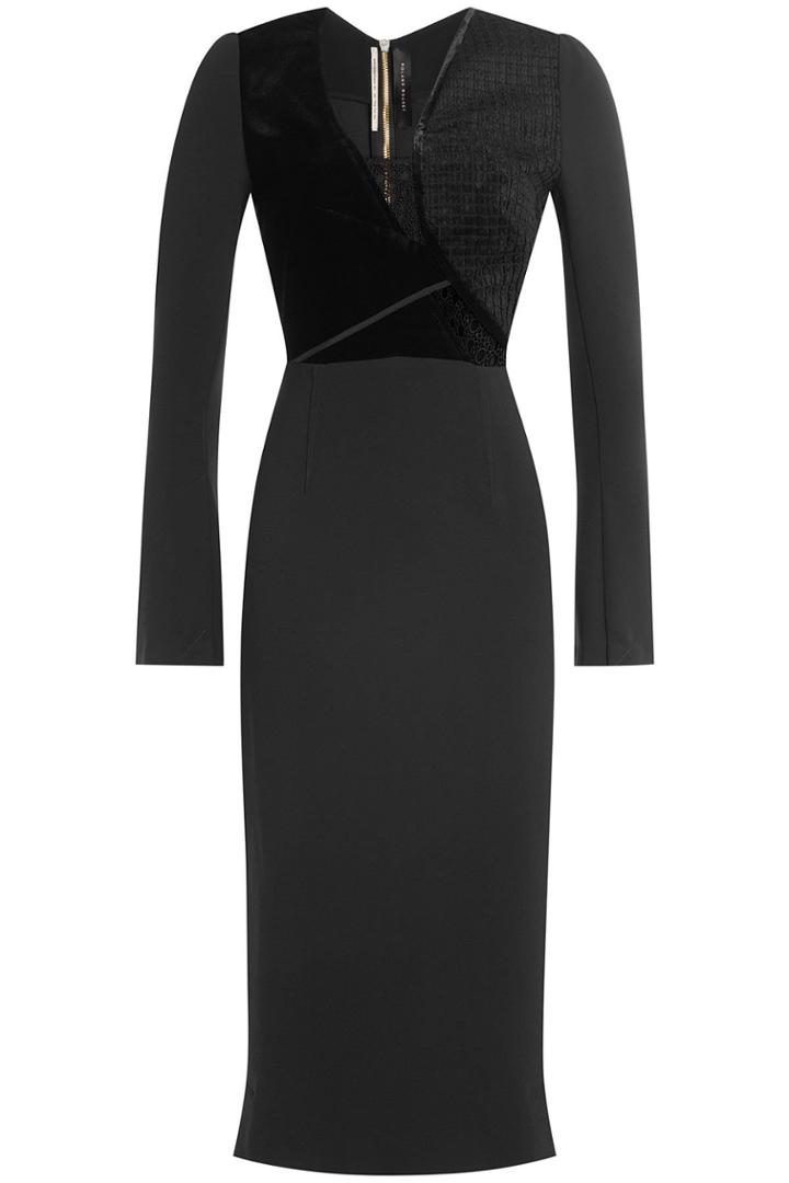 Roland Mouret Roland Mouret Dress With Seer Inserts And Velvet - Black