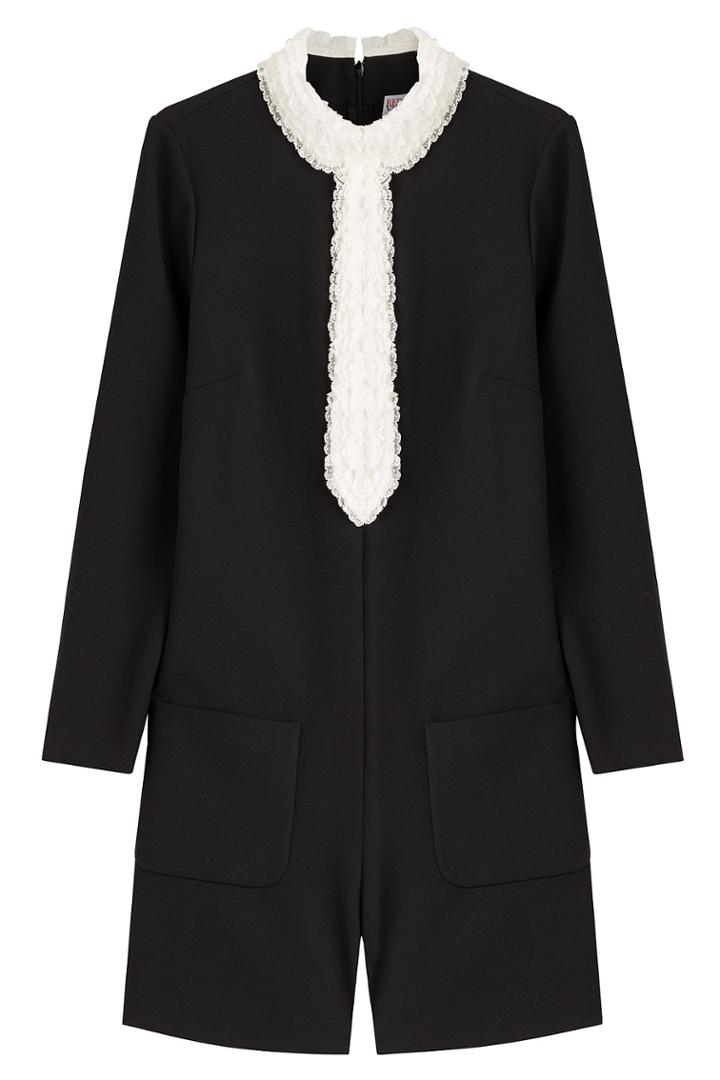 Red Valentino Red Valentino Playsuit With Lace Collar - Black