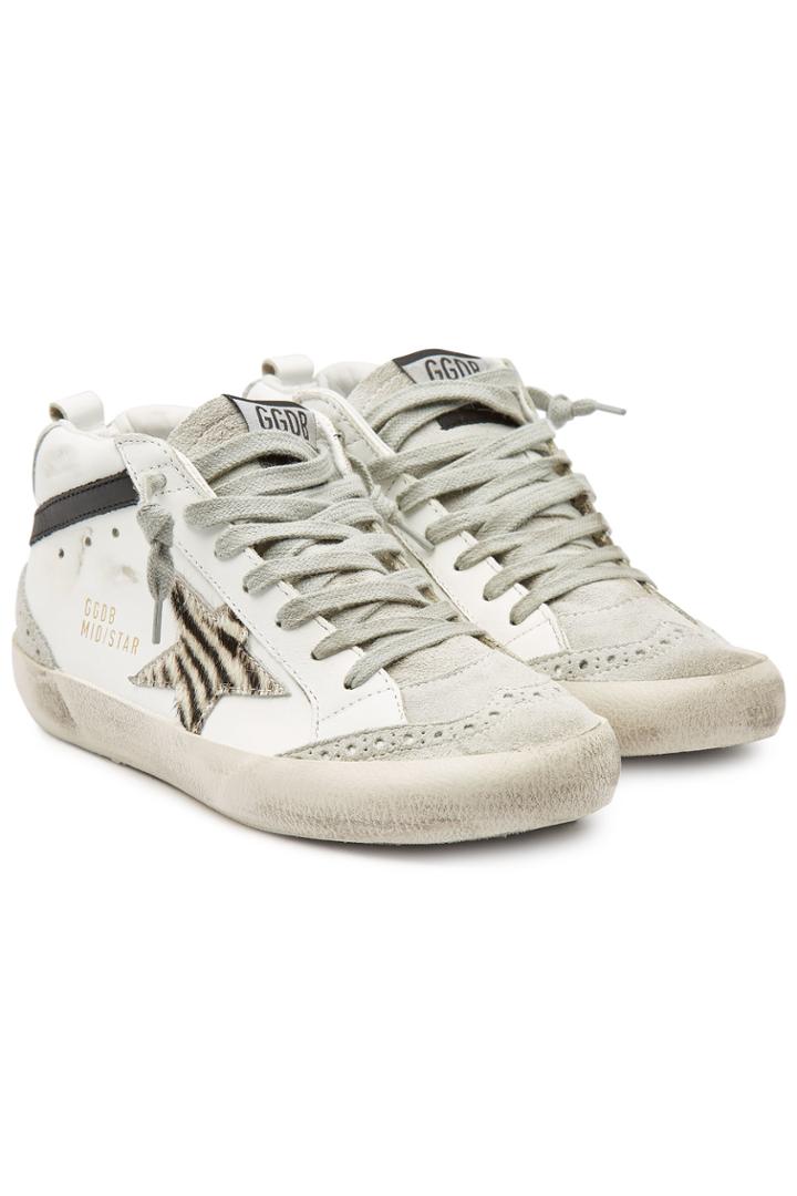 Golden Goose Golden Goose Mid Star Leather Sneakers With Suede And Calf Hair
